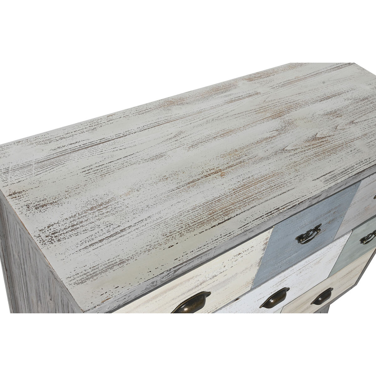 Cómoda Home ESPRIT Cinzento Multicolor Cottage 100 x 40 x 80 cm